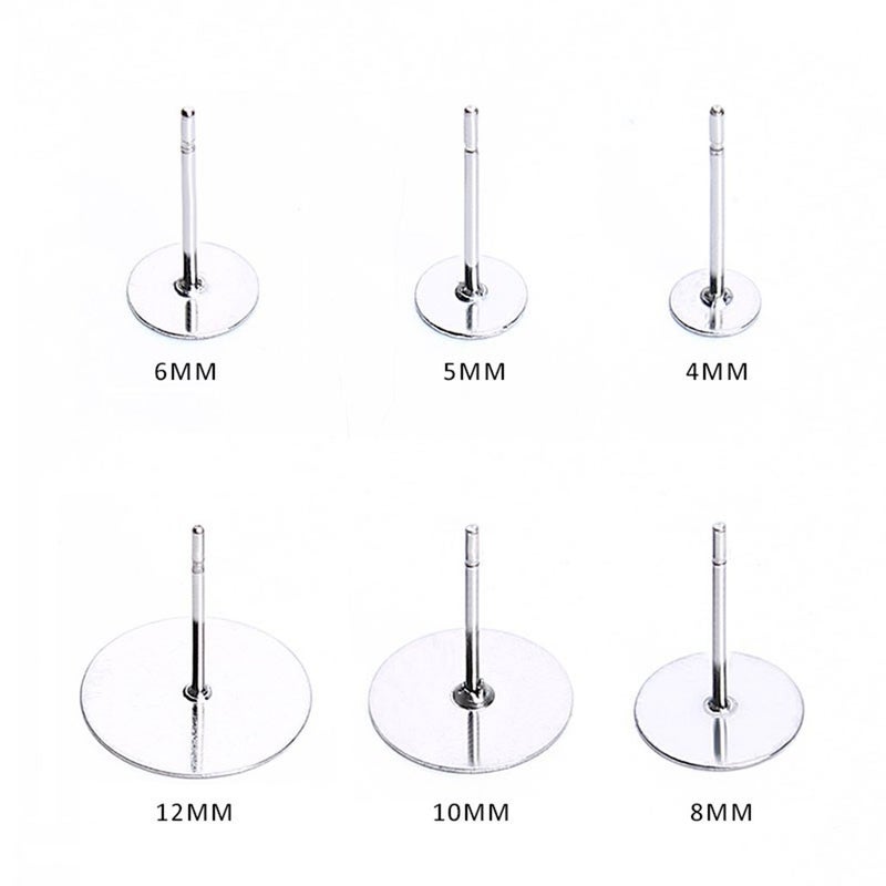 Newless 100 Pieces Stainless Steel Earrings Posts Flat Pad,100 Pieces Butterfly Earring Backs,100 Pieces Bullet Earring Backs,Total 300 Pieces (4mm) - Image 4